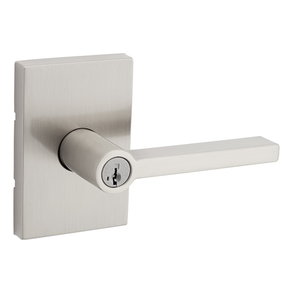 Halifax Lever , Rectangular Rose Entry Door Lock SmartKey , 6AL Latch, RCS Strike Satin Nickel Finish